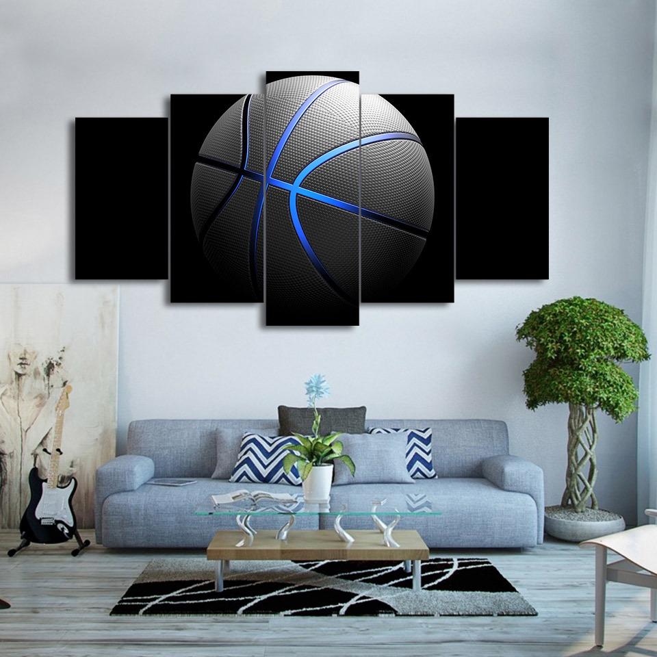 5 Piece Blue Light Sports Basketball Canvas Wall Art Painting For Sale It Make Your Day