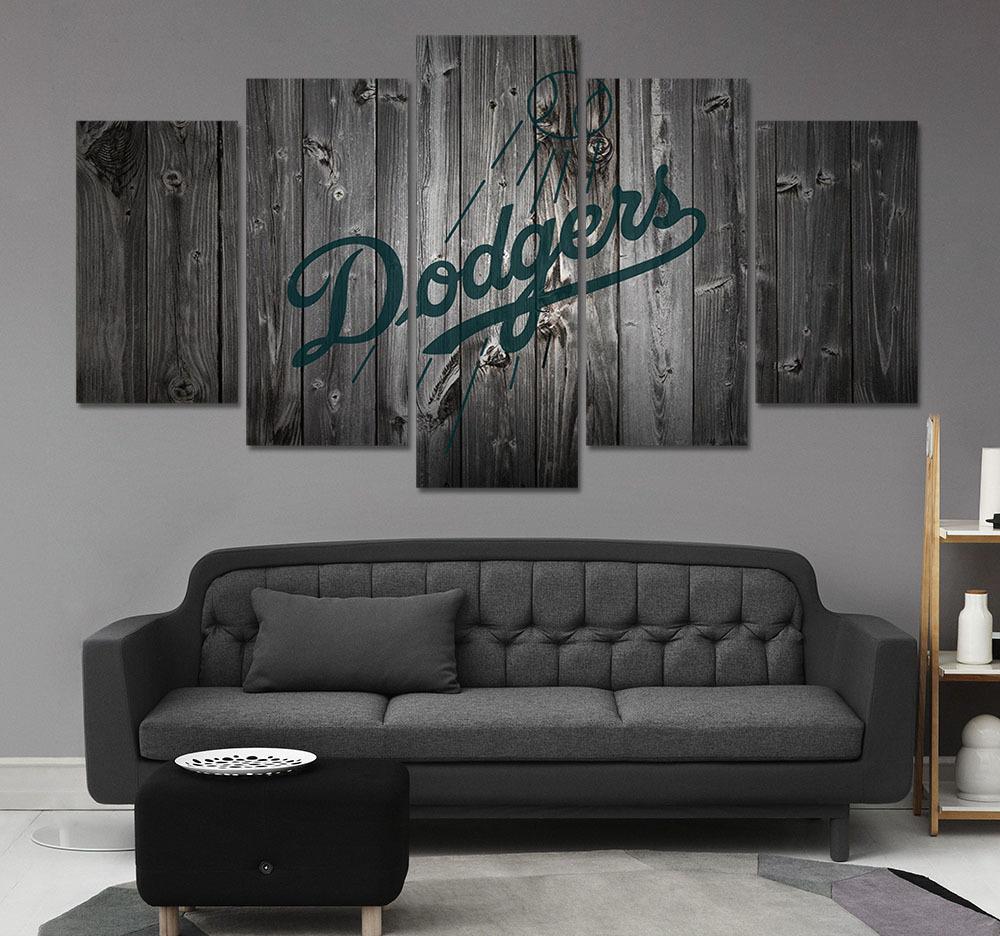 5 Piece Los Angeles Dodgers Baseball Barnwood Style Canvas Art Sale It Make Your Day