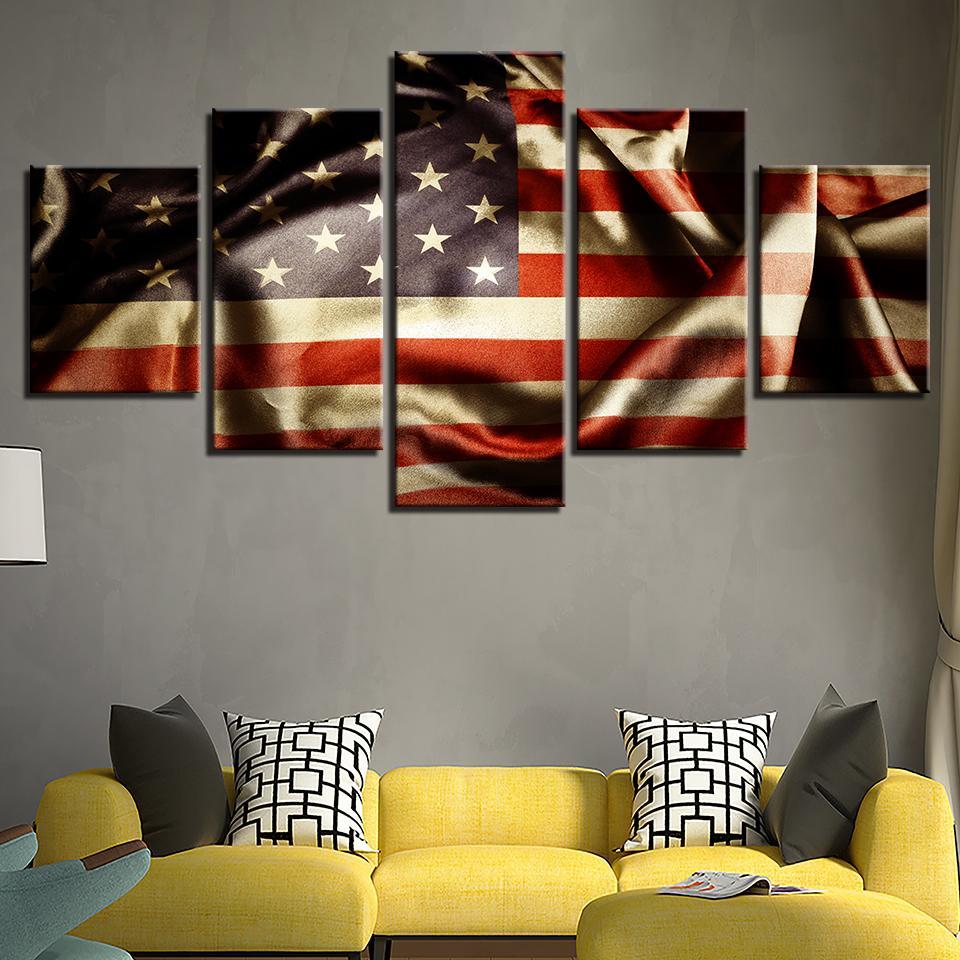 5 Piece Midnight American Flag Canvas Wall Art Paintings For Sale It Make Your Day