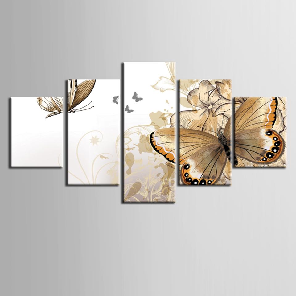 Framed 5 Piece Butterfly Paintings Canvas Wall Art Sets It Make Your Day