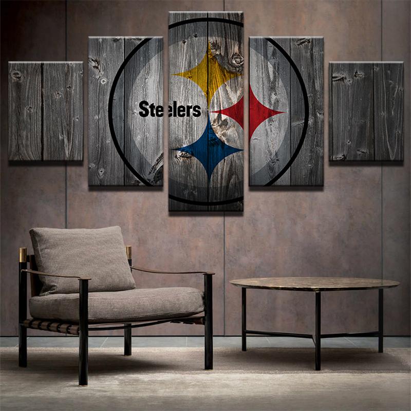 5 Piece Pittsburgh Steelers Football Canvas Wall Art Paintings Sale It Make Your Day