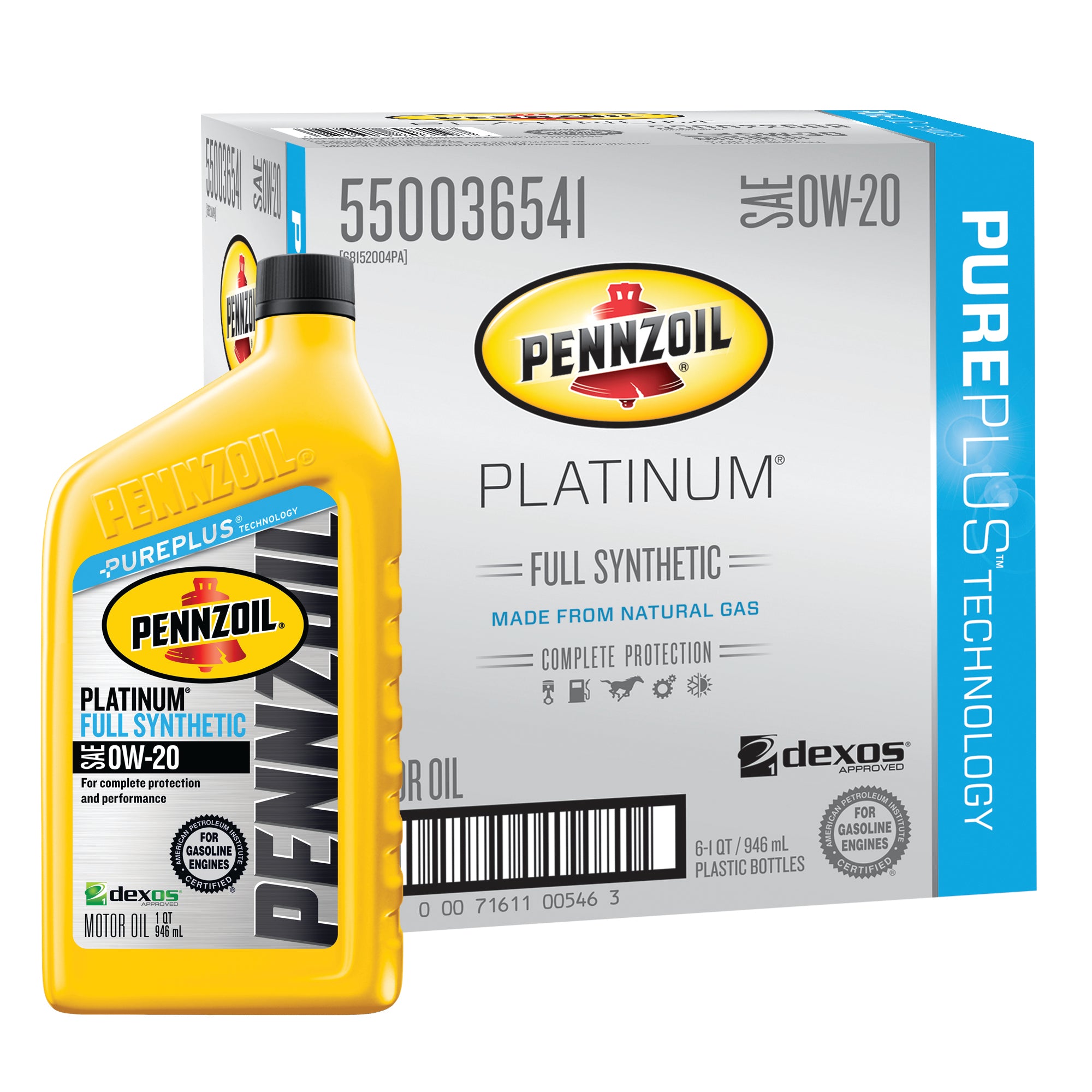 Pennzoil Platinum SAE 0W 20 Full Synthetic Motor Oil Case of 6 1 qt