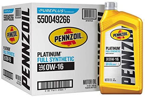 Pennzoil Platinum Sae 0w 16 Full Synthetic Motor Oil Case Of 6 1 Qt