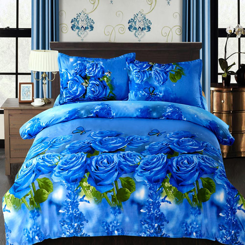 Hot Home Textiles 3d Bedding Sets Rose Flower Plant Style Queen King S