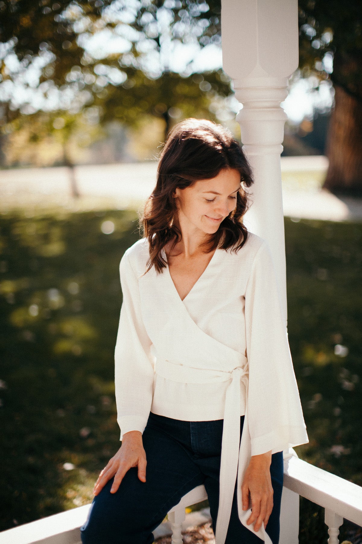 A White Highlands Wrap Blouse – Allie Olson Sewing Patterns