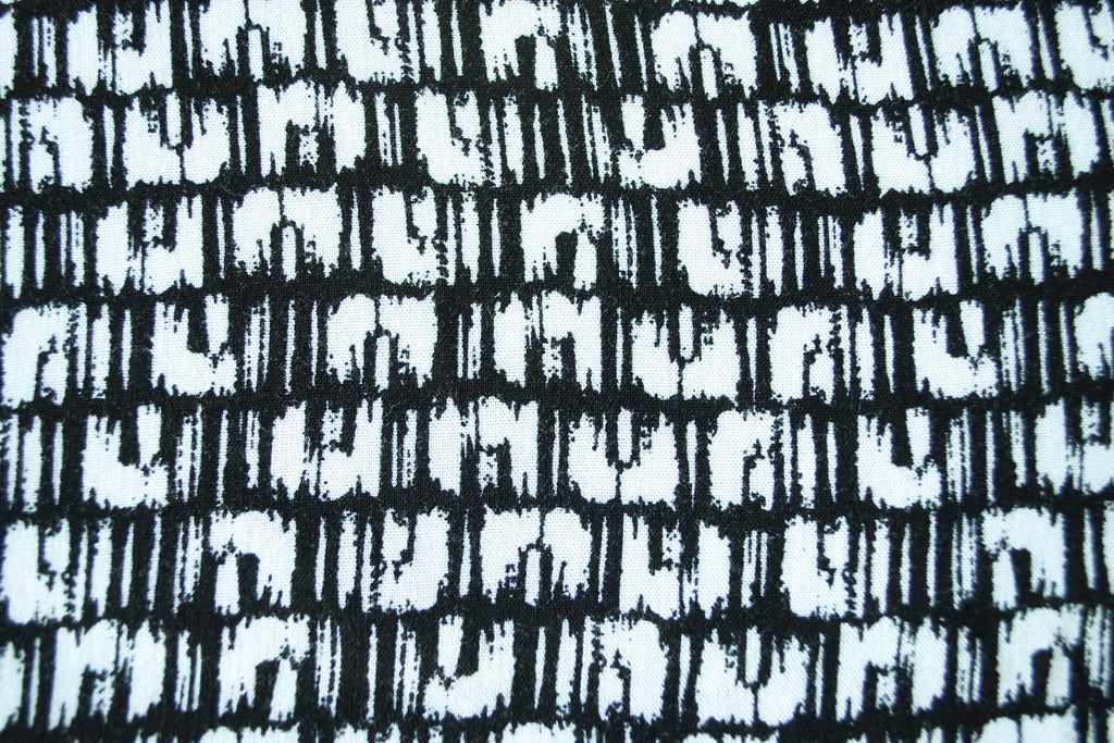 Black and White Rayon Challis Fabric