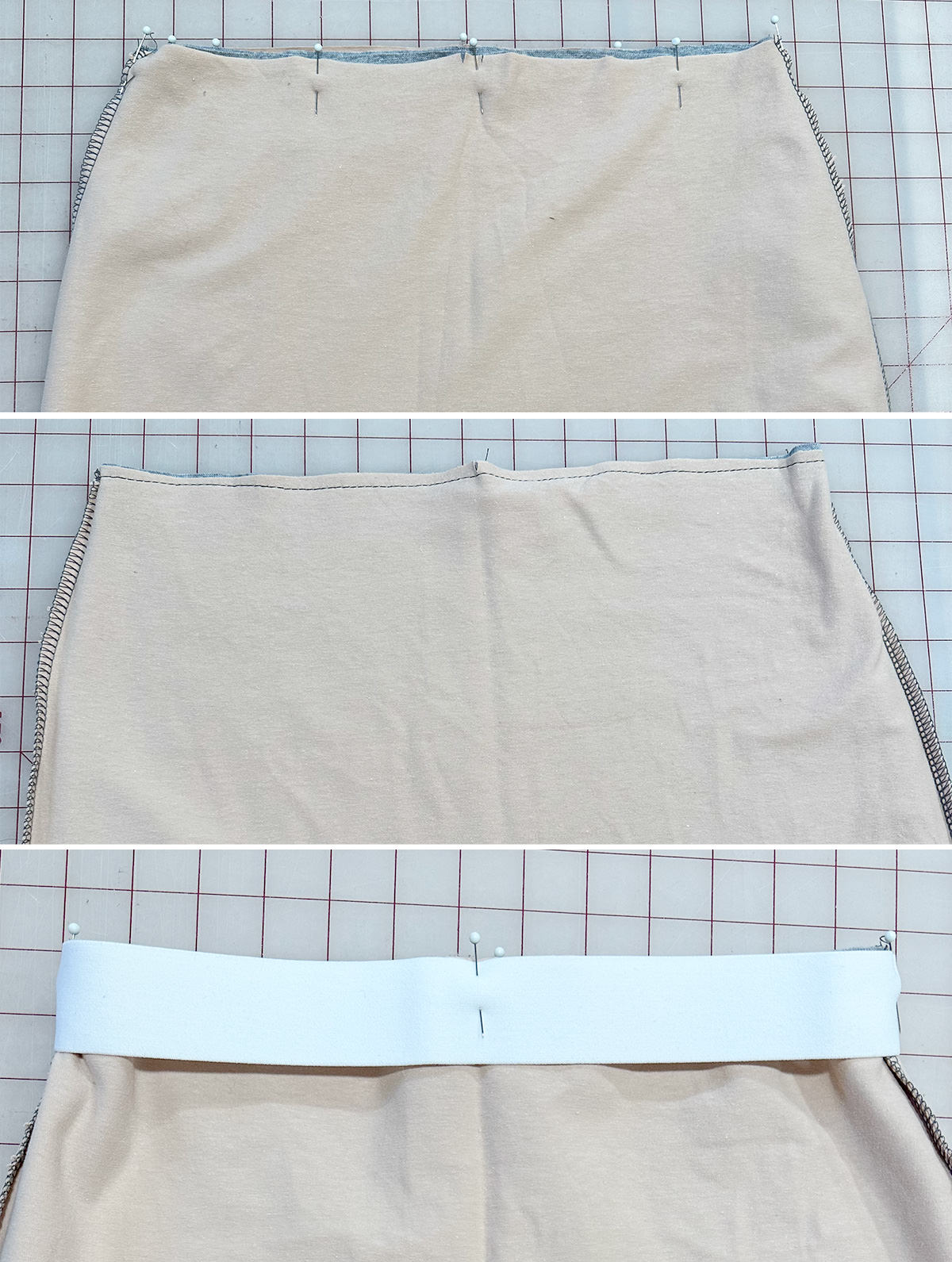 Baste waistlines together Weaver Skirt