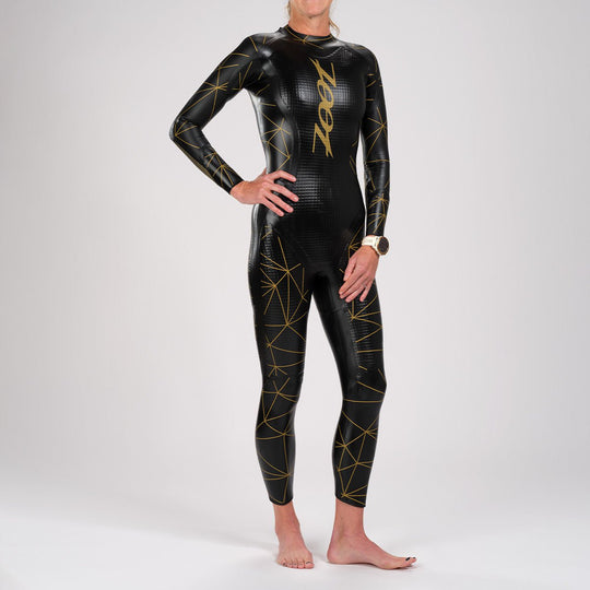 Womens Proton Thinswim Sleeveless Full Wetsuit Black/Electric Pink, Triathlon