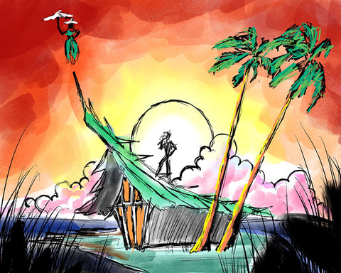 Dick Van Dyke Foundation Tiki Concept Art - Sunset
