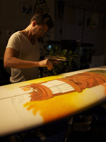 Surf Wall Art - Painting the Surf Board