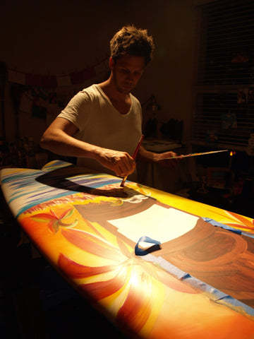 Surf Wall Art - Painting the Surf Board