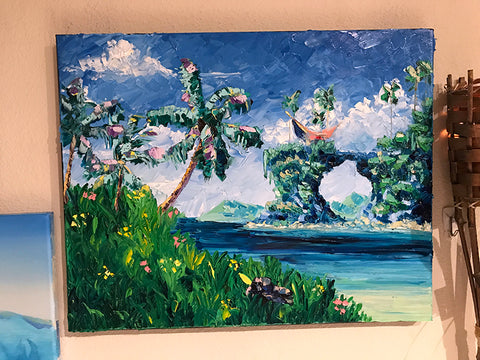 Tropical Caribbean Sea Ocean Beach Art by Nelson