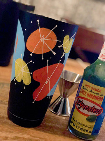 Mid-century retro Tiki barware for El Yucateco Hot Sauce by Nelson Ruger