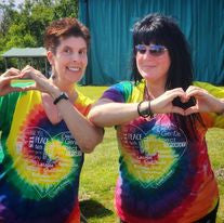 2 Ladies wearing positive-message-shirts