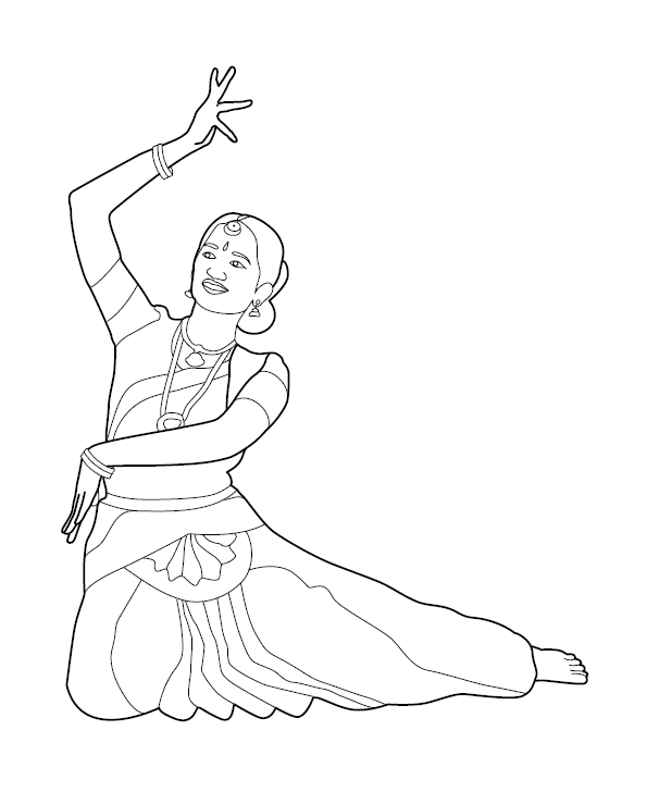 Classical Dance Colouring Image | Free Colouring Book for Children ...