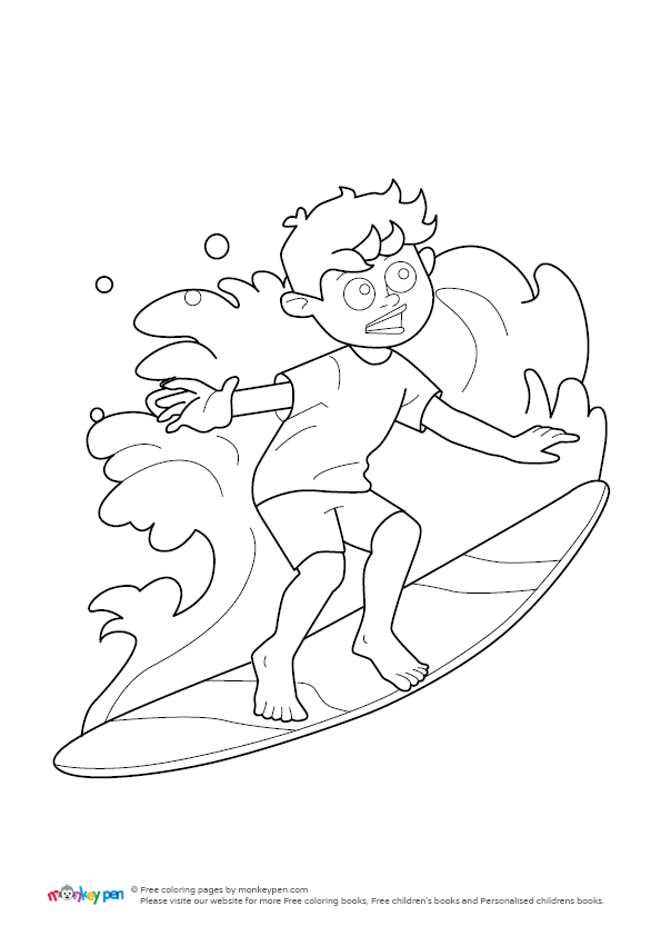 Surfing Coloring Picture