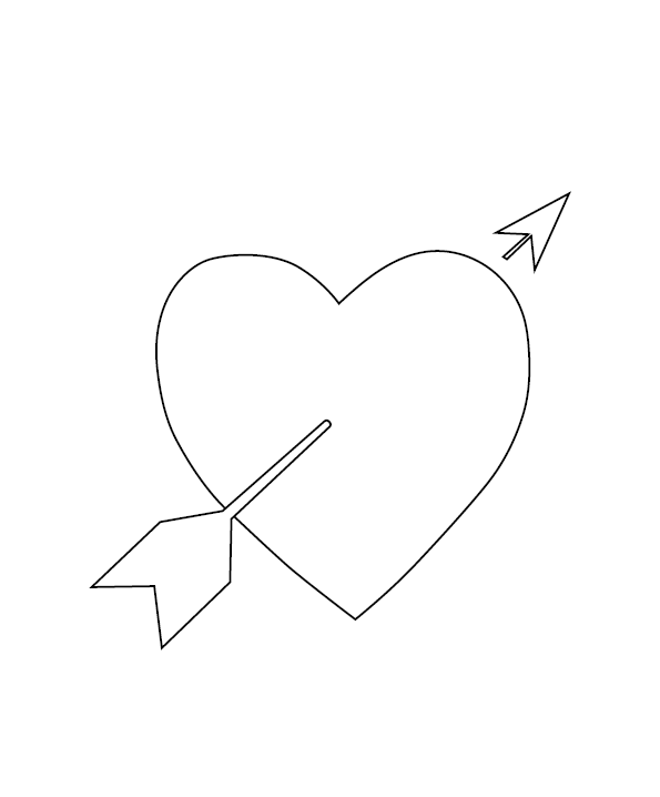 Heart and Arrow Colouring Page