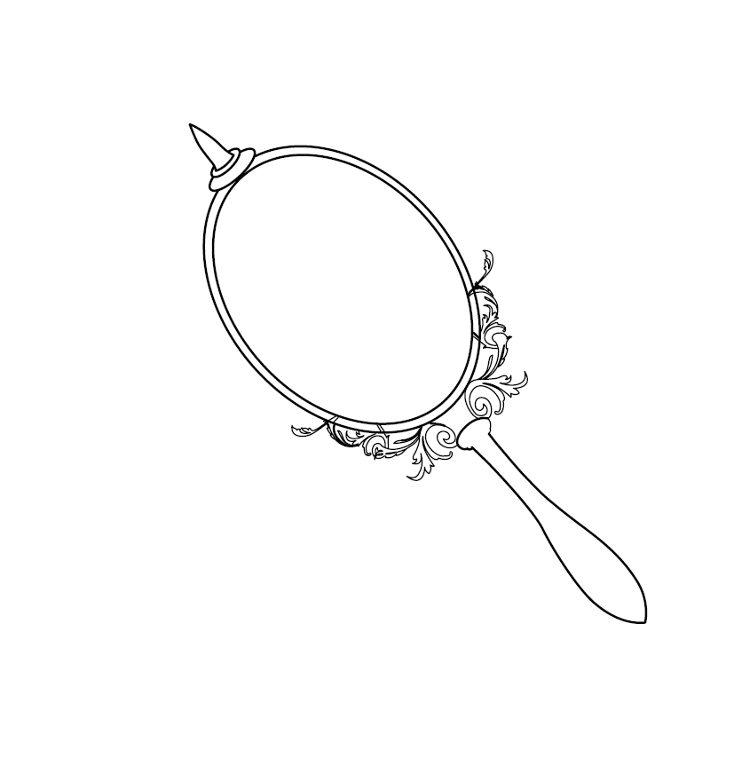 Makeup mirror line drawing isolated on white Stock Vector | Adobe Stock