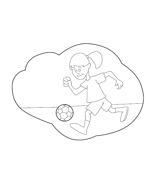 Kid Playing Football Colouring Image