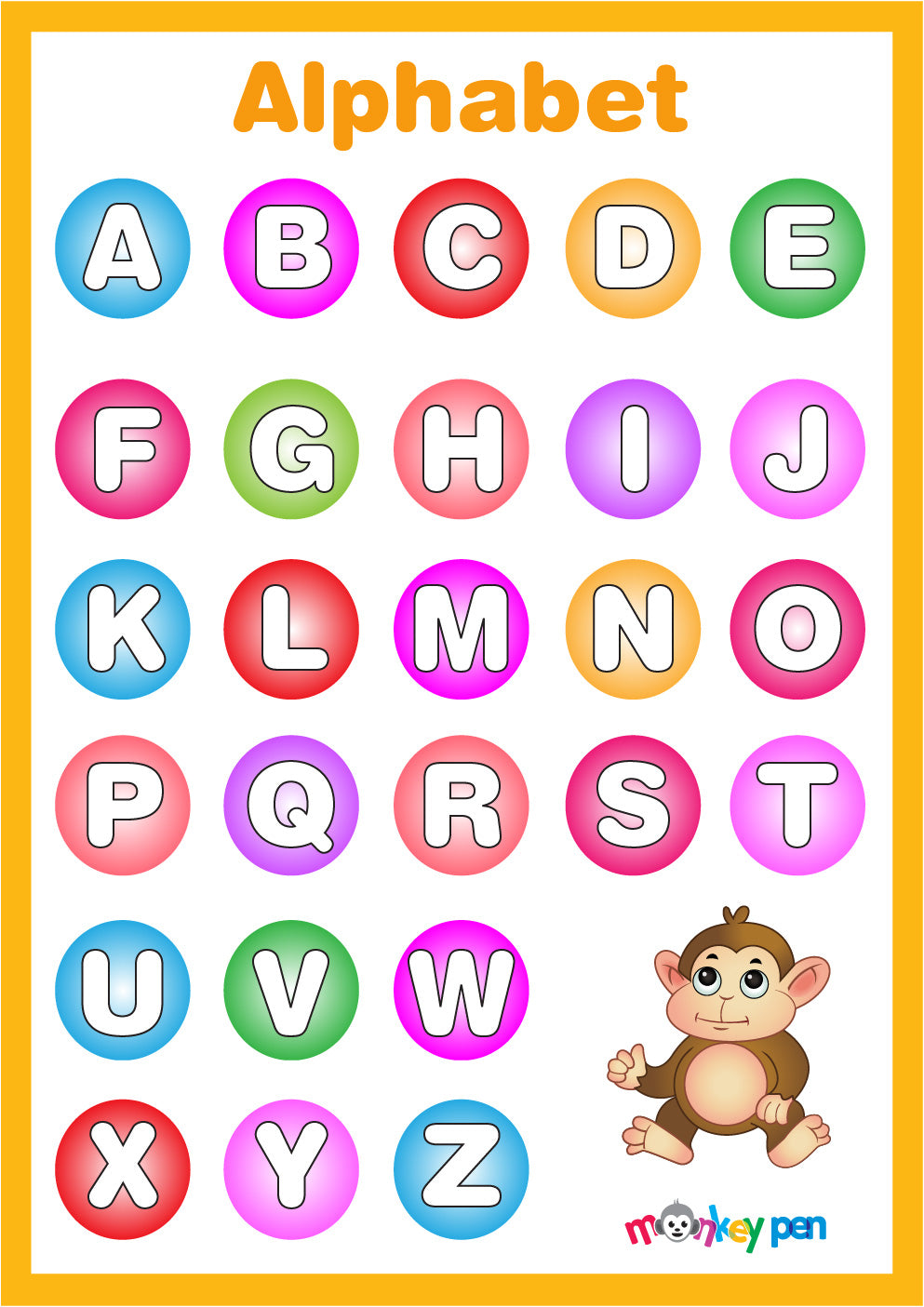free printable alphabet poster for kids monkey pen store