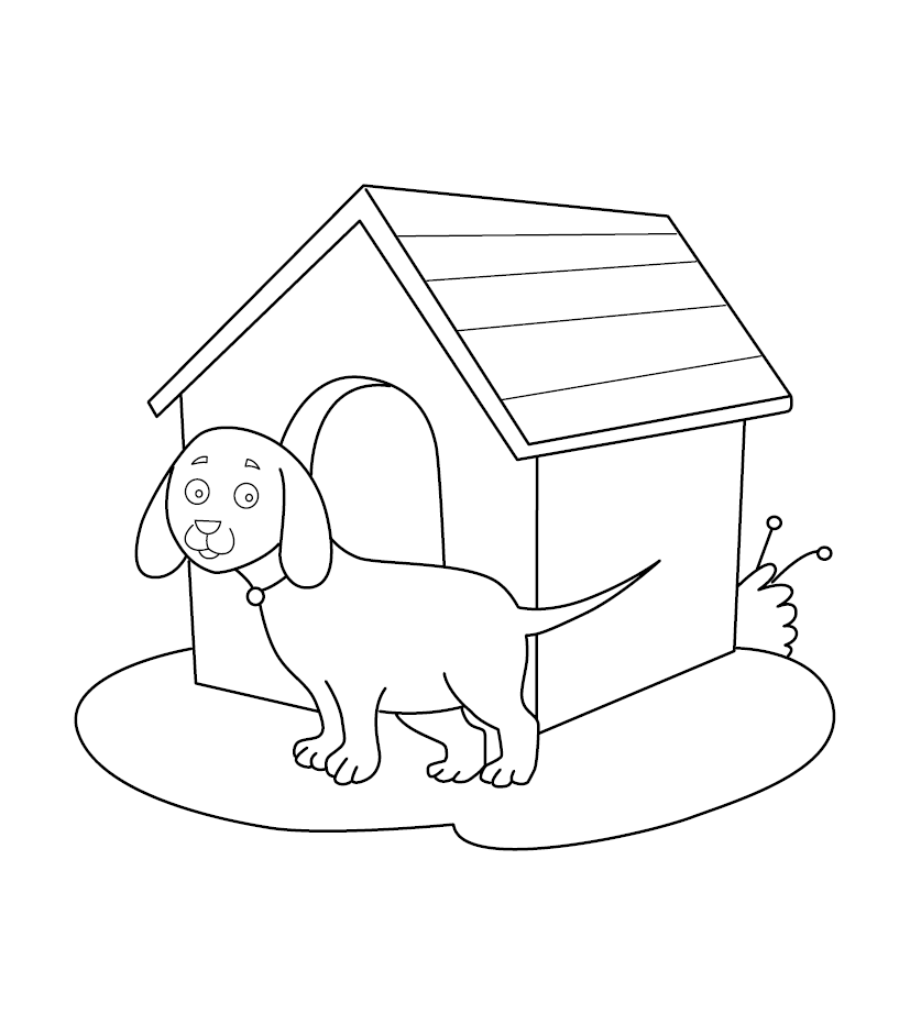 Free Printable Kennel Colouring Page