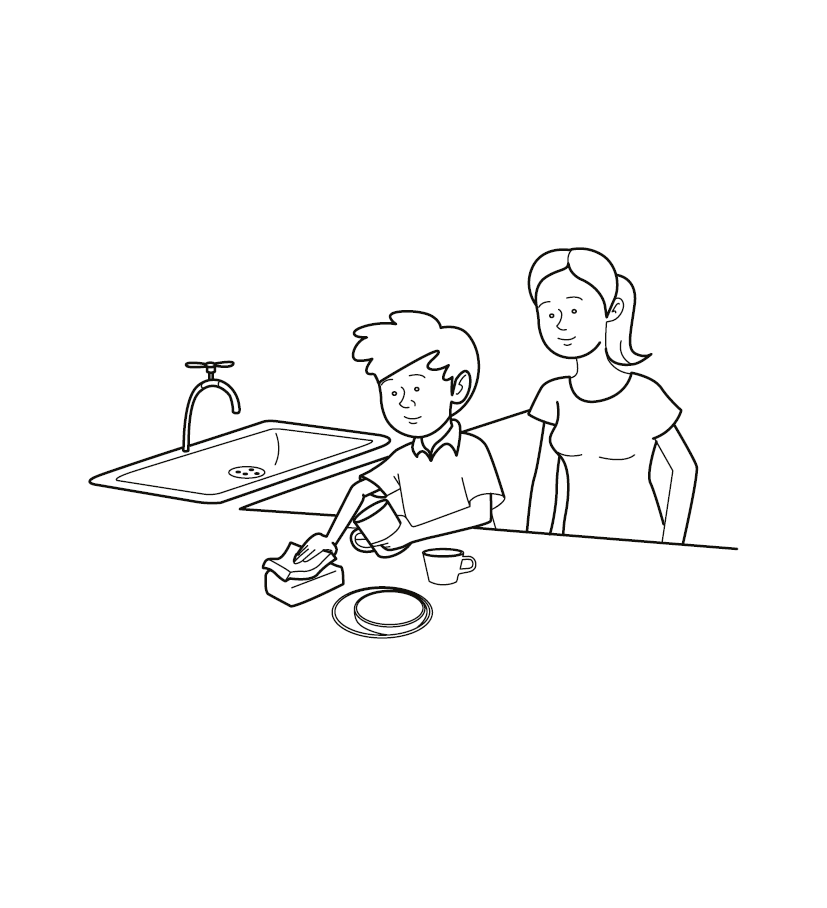 Doing Dishes Colouring Image