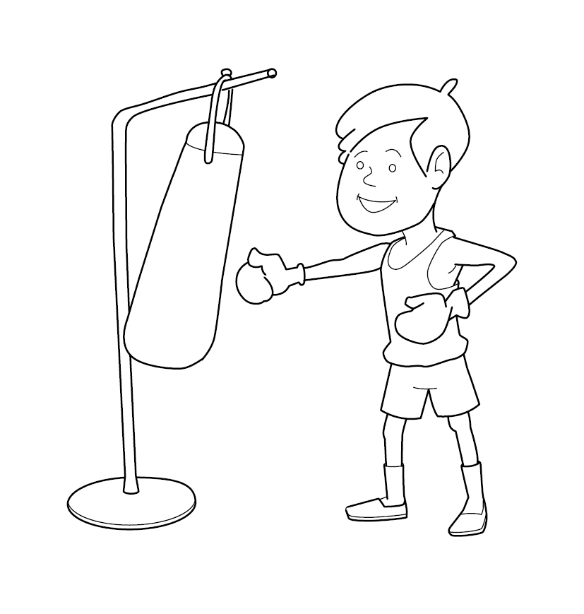 Boxing Colouring Image