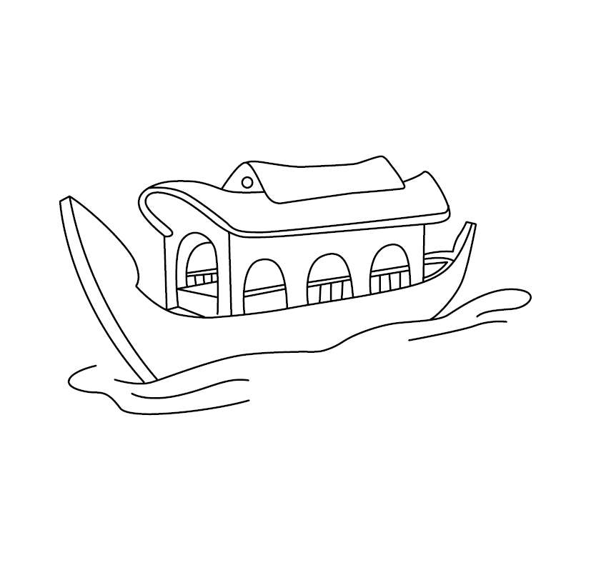 House Boat Colouring Image