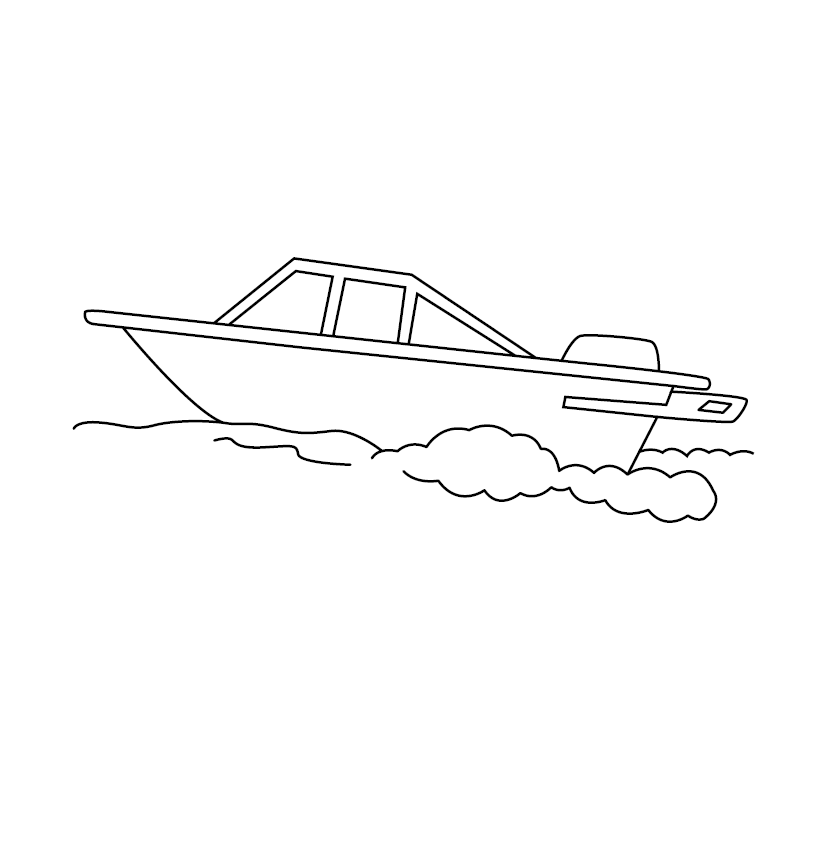 Speed Boat Colouring Image