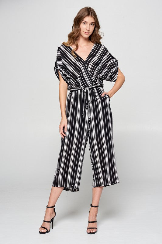 black and white striped romper dress