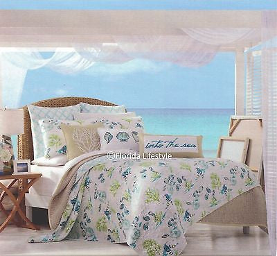 2 Pc Tropical Fish Seahorses Twin Quilt Set Sigrid Olsen Coastal Beach House Quilts Bedspreads Coverlets Bedding