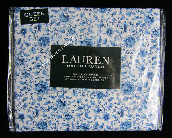 Queen Sheet Set ☆ BLUE PORCELAIN 100% Cotton ☆ 4-pc – Seascape Lifestyle