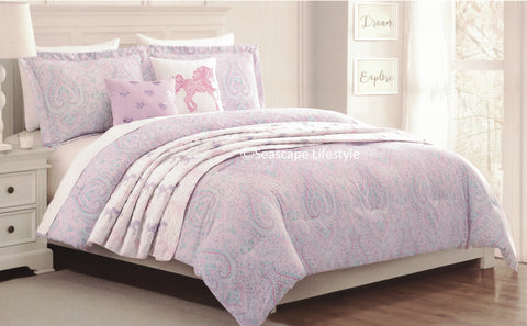 Paisley Unicorns Twin Comforter Set With Quilted Coverlet 5