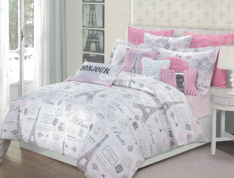 I Love Paris Twin Comforter Set 4 Pc Seascape Lifestyle