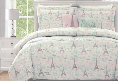 I Love Paris Full Queen Comforter Set 5 Pc Seascape Lifestyle