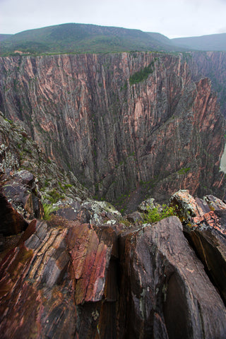 View of Black Canyon from high angle, highlighting unique coloring of canyon