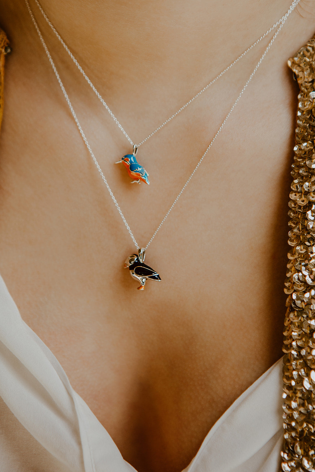 Puffin and Kingfisher Necklace