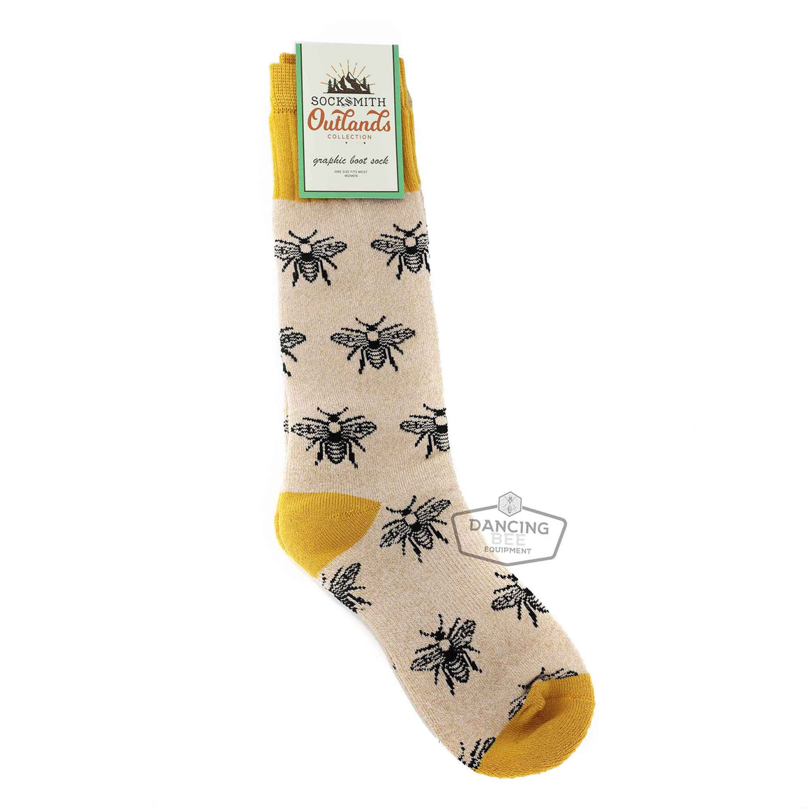 Socksmith <BR> Oatmeal and Yellow Graphic Boot Sock