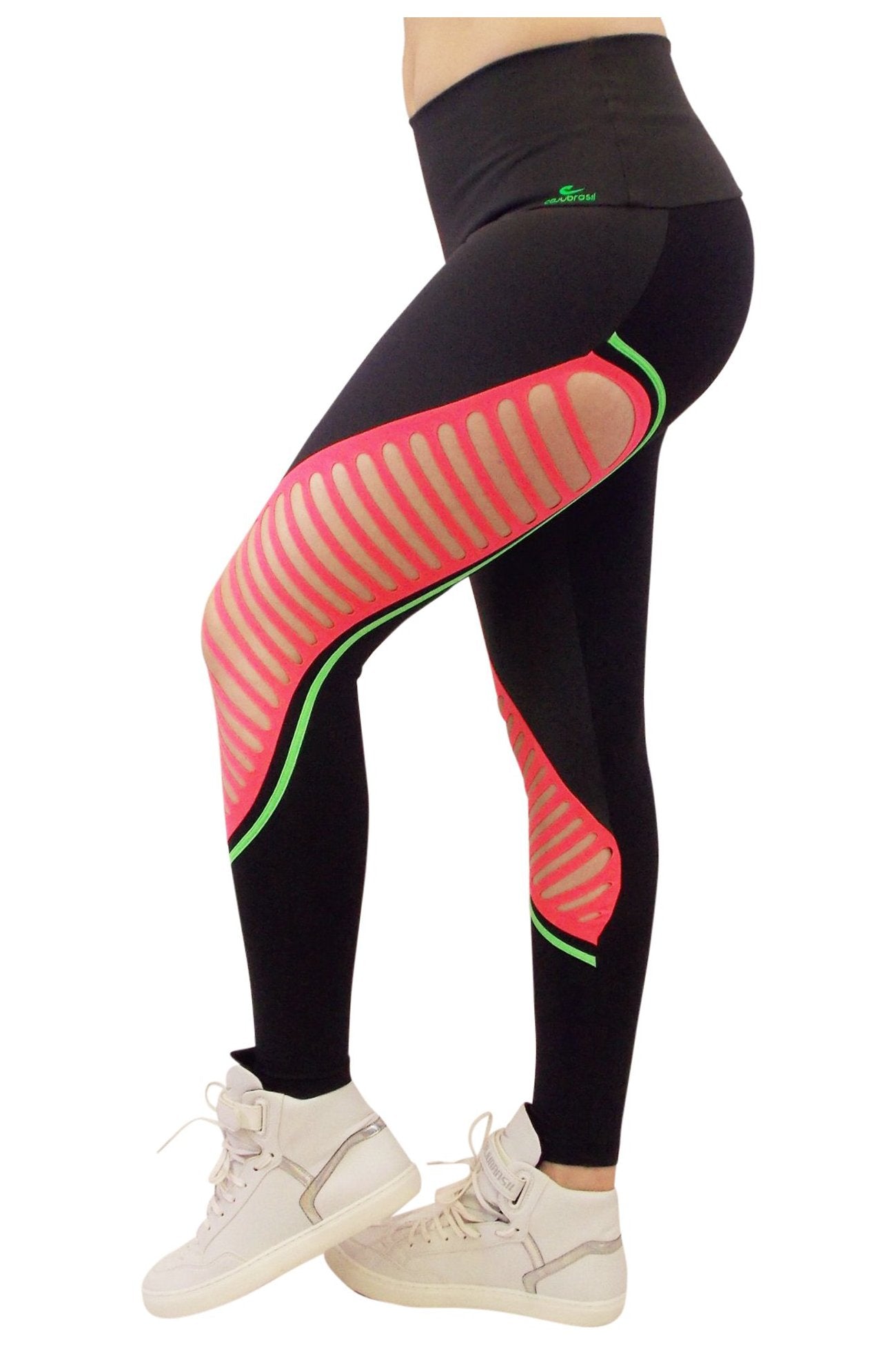 CajuBrasil USA Brazilian Fitness Leggings Emana Laser - Black 9021  Anti-Cellulite
