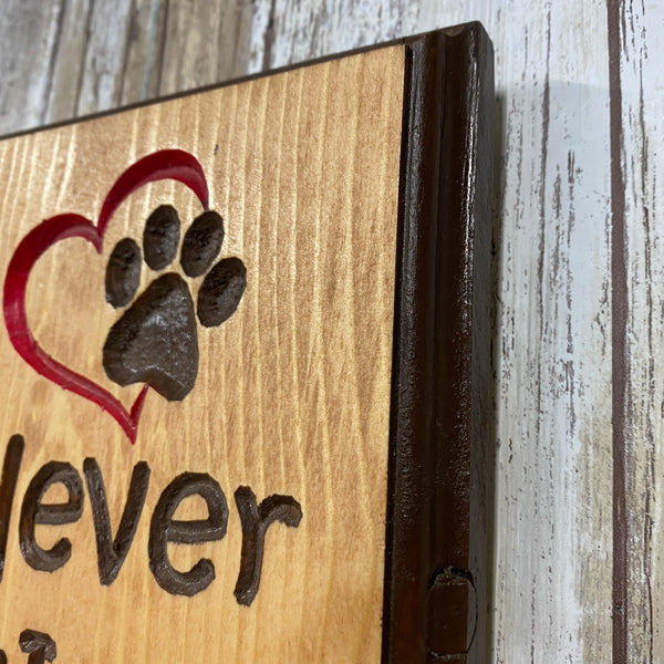 Never Walk Alone Dog Leash Holder Rack Carved Pine Wood Houser House Creations