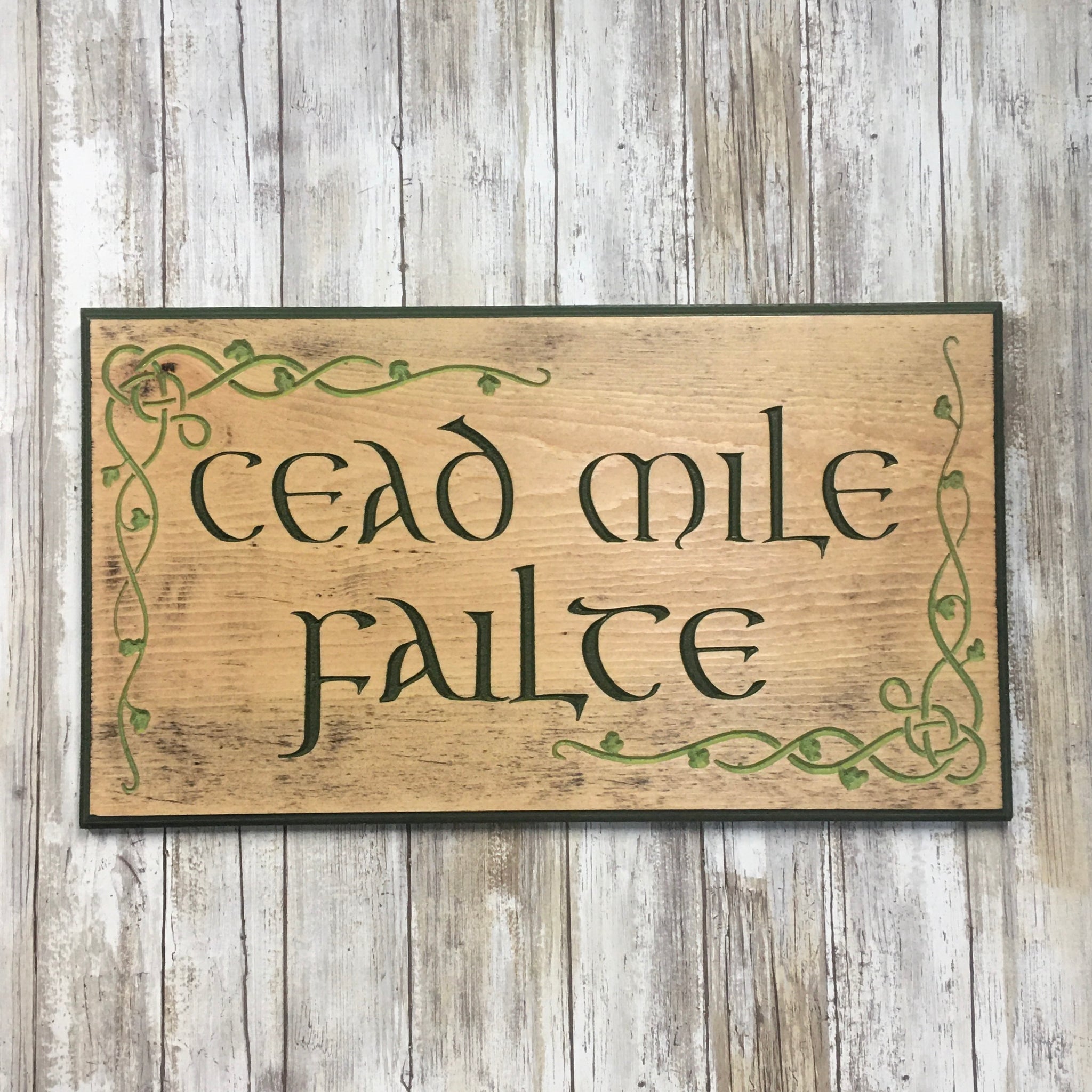 Cead Mile Failte Celtic Knot Sign Plaque St Patricks Day Engraved Houser House Creations