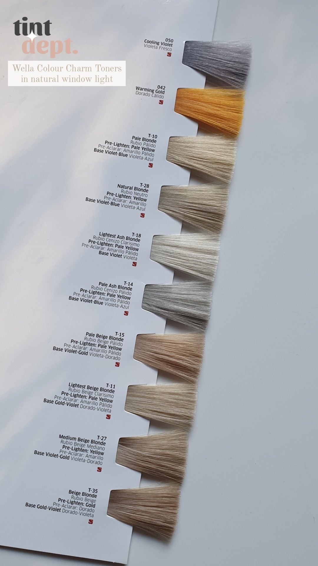 Wella Colour Charm Toner Swatches In Natural Light