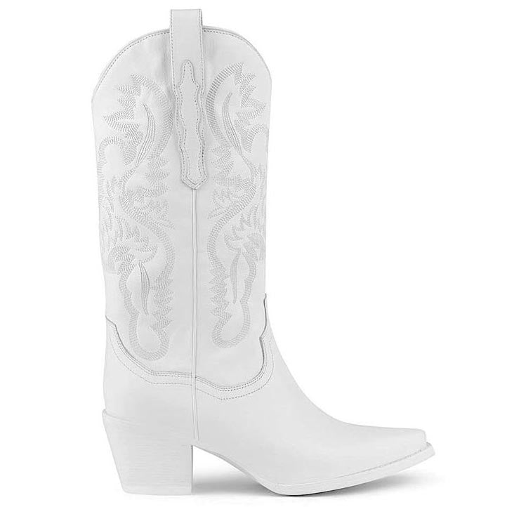 white leather western boots