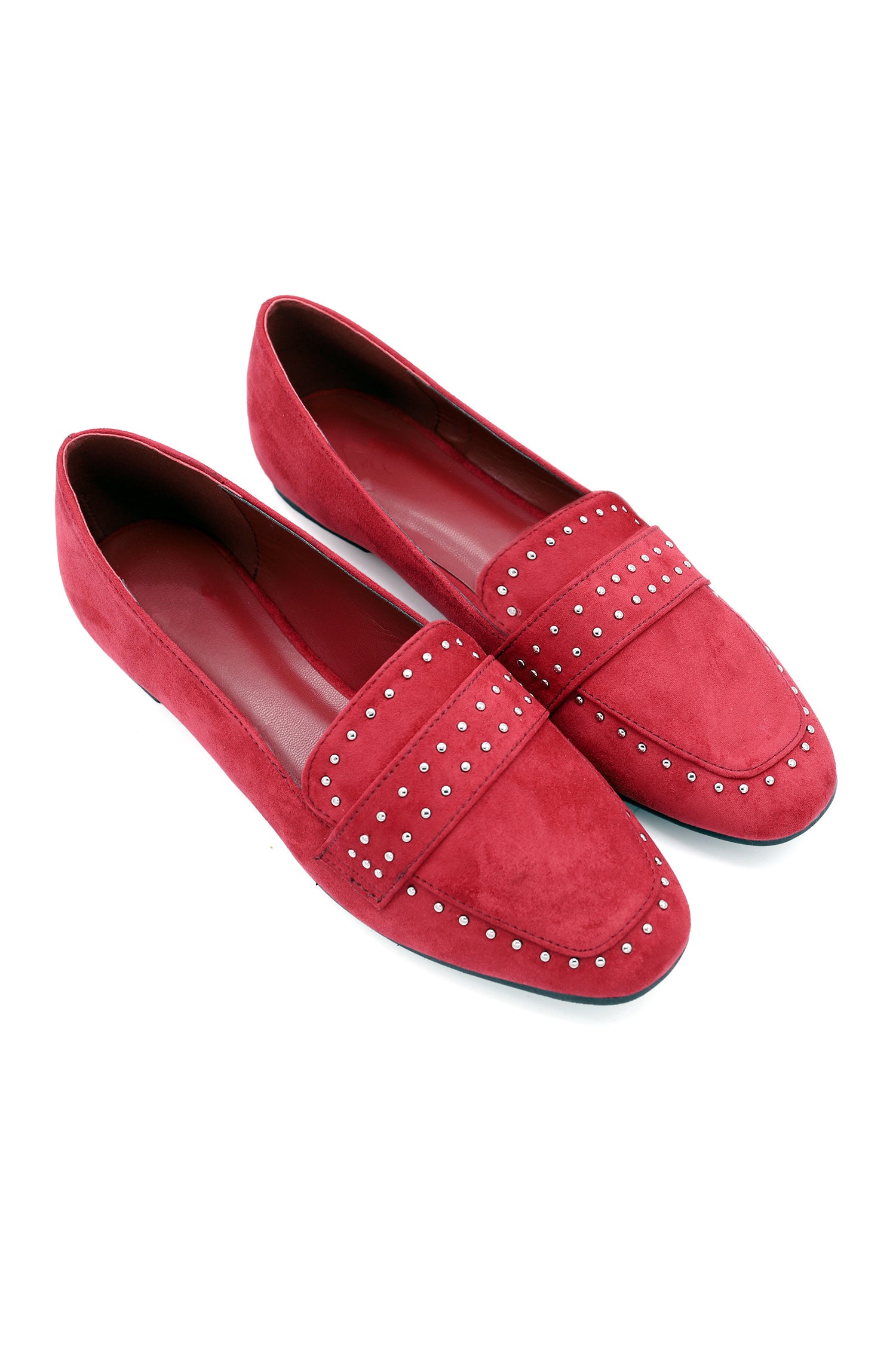 STUDDED LOAFERS-RED – Almas
