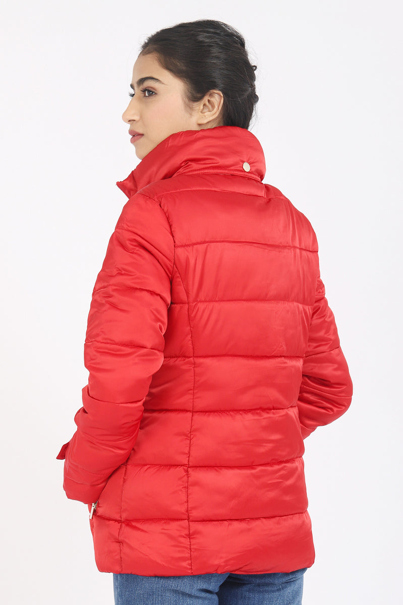 QUILTED PUFFER JACKET-RED – Almas