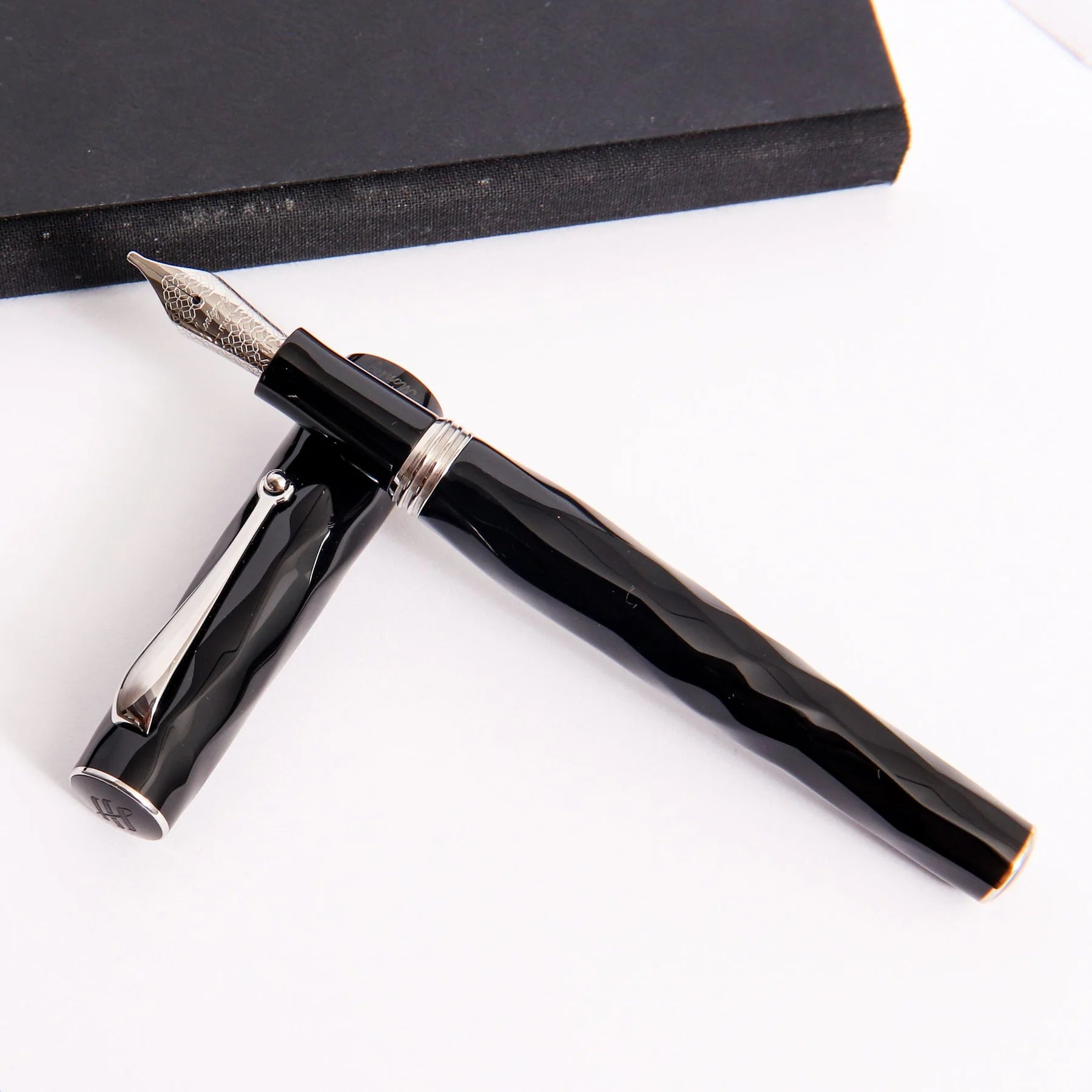 Louis Vuitton Doc Leather Fountain Pen 18K F Nib Name Carved