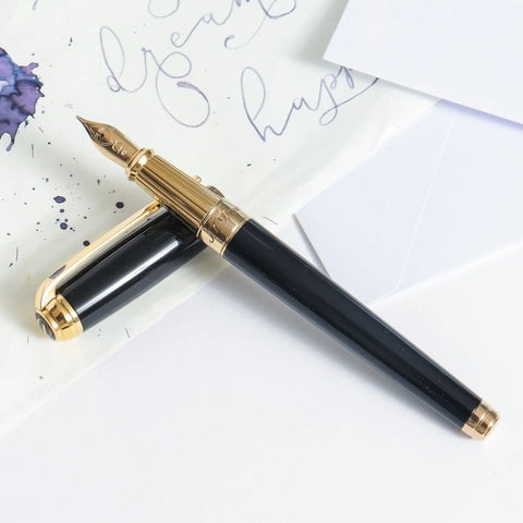 ST Dupont Line D Large Black & Gold Fountain Pen