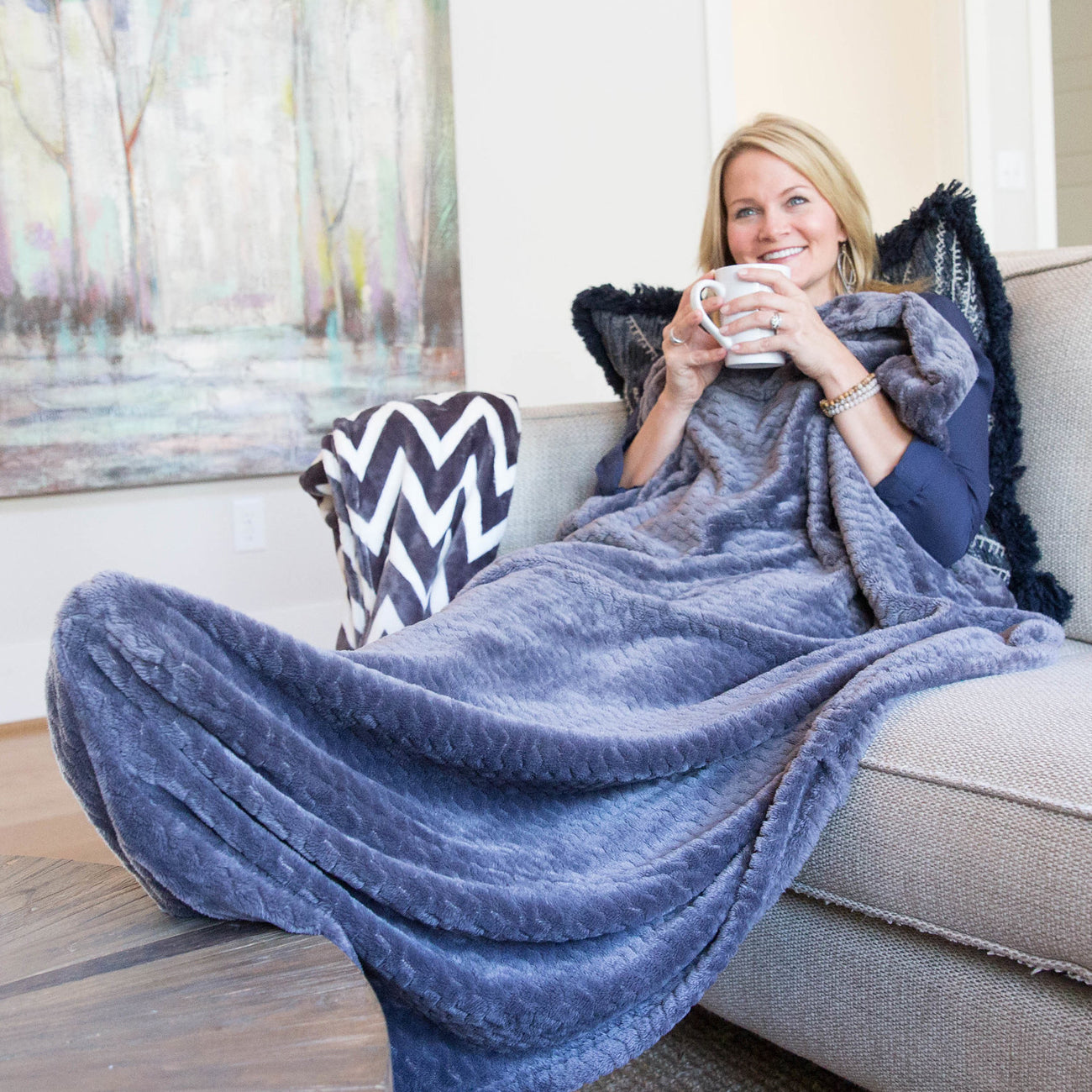 Fleece Throw Blanket With Foot Pocket PediPocket