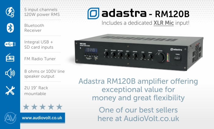 Adastra RM120B mixer amplifier with bluetooth