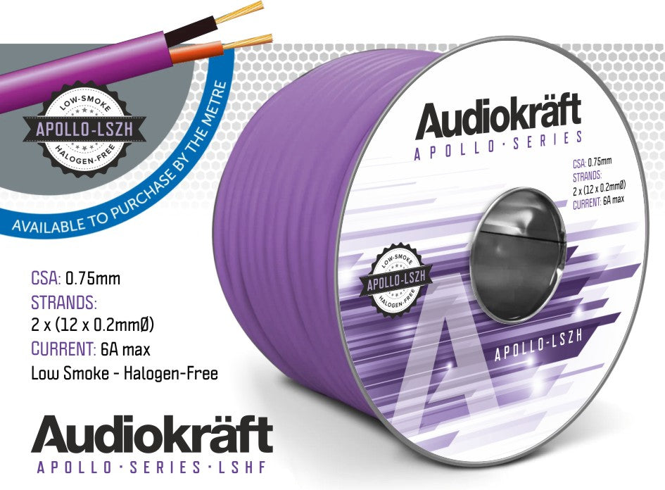 AudioKraft Apollo Series 2-Core Low Smoke Speaker Cable, LSZH, Purple